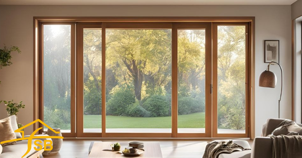 Sliding window design with wooden frame for home